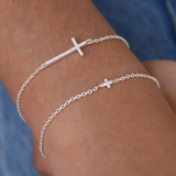 Silver bracelet small cross zircons