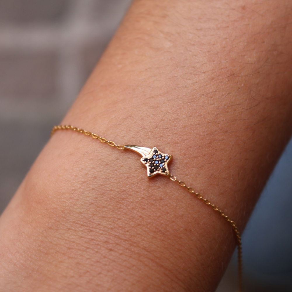 Shooting star zircon gold bracelet