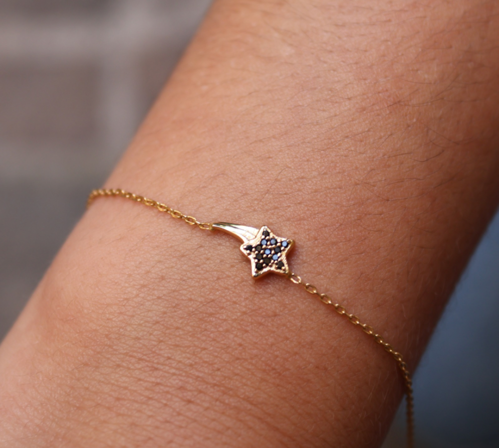 Bracelet doré étoile filante zircons