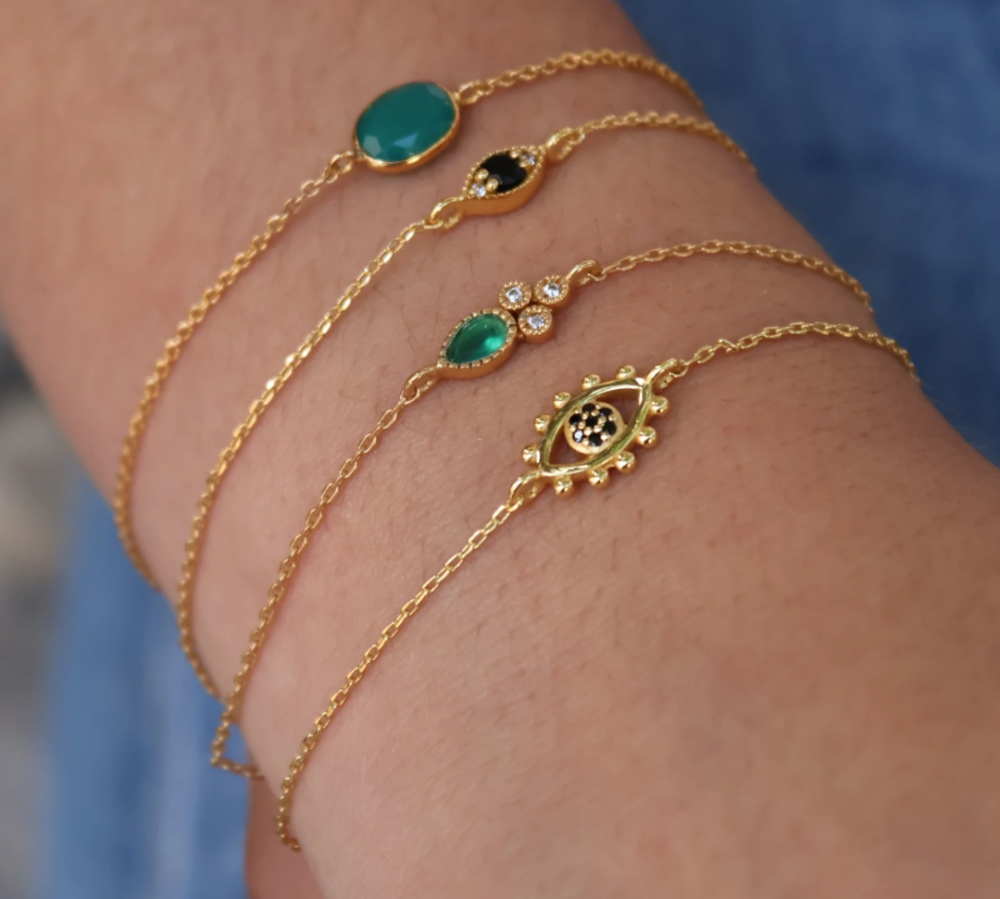 Gold and natural stone bracelet