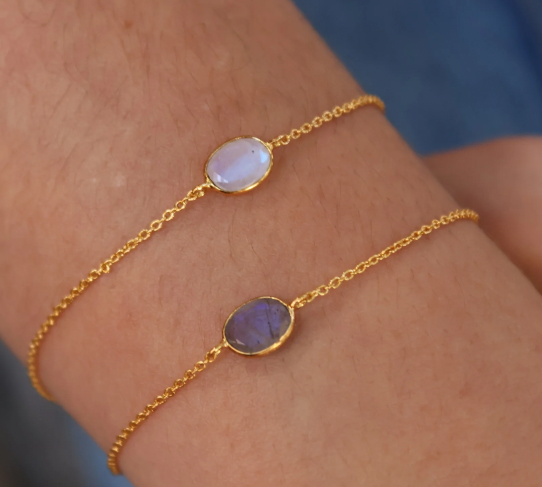 Gold and natural stone bracelet