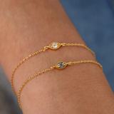 Eye stone and white zircons bracelet