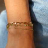 Gold bracelet and square natural stones