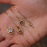 Flower bracelets with stones and white zircons