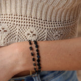 Gold bracelet and square natural stones