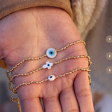 MOTHER-OF-PEARL EYE KNOT BRACELET