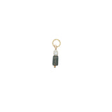 Charms doré tourmaline rectangulaire et perle de culture