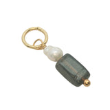Charms doré tourmaline rectangulaire et perle de culture