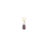 Charms doré grenat rectangulaire et perle de culture