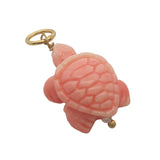 Charms doré tortue rose avec petite perle de culture