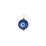 Charms doré oeil bleu en pâte de verre soufflé et couronnes dorées