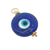 Charms doré oeil bleu en pâte de verre soufflé et couronnes dorées