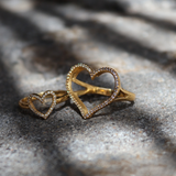 XXL zircon heart gold ring