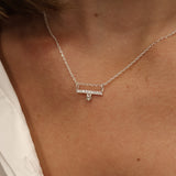 925 silver necklace and zircon bar