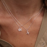 925 silver necklace with small zircon letter