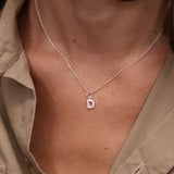 925 silver necklace with small zircon letter