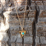 Gold shark tooth and stone necklace