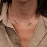 Gold necklace with cultured stones and gold pearls