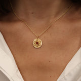 Gold necklace and round stone Star of David medal