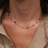 Gold labradorite and black onyx necklace