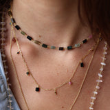 Gold choker with rectangular stones