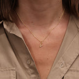 Small letter zircon gold necklace