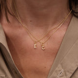 Small letter zircon gold necklace