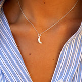 925 silver moon necklace with zircons