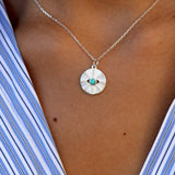 Eye stone and white zircons necklace