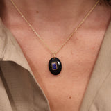 Gold necklace pendant duo of stones