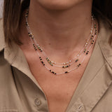 Beige thread and natural stone necklace