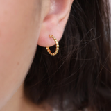 Mini gold hoop earrings with balls