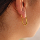 Large link gold zircon earrings