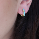 Mini gold hoop with zircons and turquoise