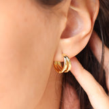 1.6cm double ring gold creoles