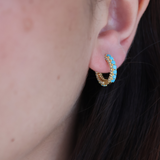 Mini créole dorée zircons et turquoise