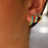 Mini créole dorée zircons et turquoise