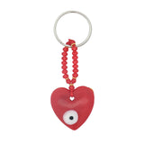 Porte-clefs coeur rouge perles rouges