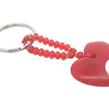 Porte-clefs coeur rouge perles rouges