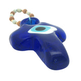 Croix murale avec oeil en pâte de verre souffé bleu