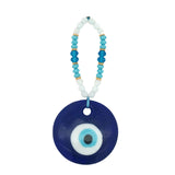 Oeil rond mural en pâte de verre soufflé bleu