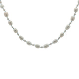 Collier doré alternance petites et grandes perles de culture avec noeuds turquoise 42 cm