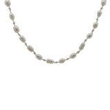 Collier doré alternance petites et grandes perles de culture avec noeuds blancs 42 cm