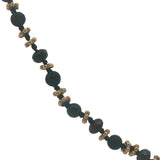 Coller doré perles noires, couronnes dorées et noeuds noirs 42 cm