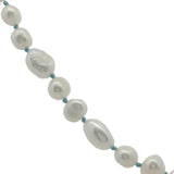 Collier doré perles de culture de différentes tailles avec noeuds turquoise 42 cm