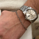 Men's bracelet in 925 silver oxidized matte oval jaseron mesh