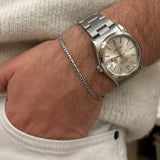 Men's bracelet in 925 silver oxidized matte cobra mesh