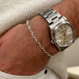 Men's bracelet in 925 silver and oval jaseron mesh