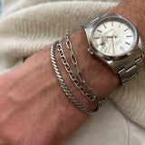 Men's bracelet in 925 silver oxidized matte rectangular mesh