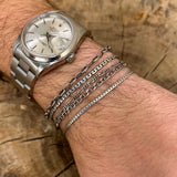 Men's bracelet in 925 silver oxidized matte alternating figaro mesh